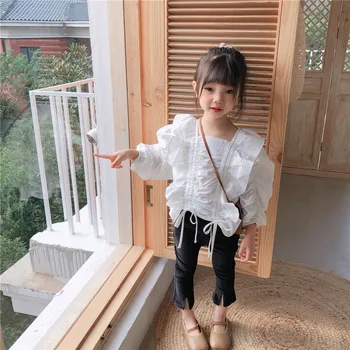 Bērnu Apģērbu 2020. Gadam Meitenes Rudens vienkrāsainu Modes Sadalīt Plaša Kāju Bell apakšējo Bikses Toddler Bērniem Izlīdzināšanu Bikses