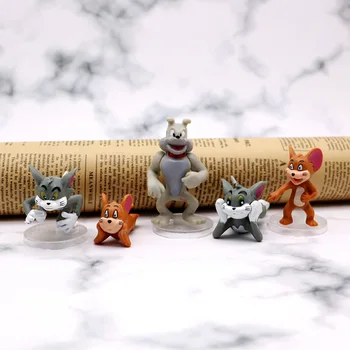 Bērnu Dzimšanas dienas Dāvanu Kūka Dekori Tiny Attēls Tom Kaķis Rotaļlietas Džerijs Peli Mickey Modeļu Lelle 5gab Kopa