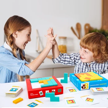 Bērnu Koka Mozaīkas Modelis Puzzle Radošumu Tangram Rotaļlietas Bērniem, Montessori Agrīnās Izglītības Rotaļlietas Bērniem Mācību Dāvanas