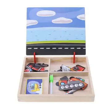 Bērnu Koka Puzzle Izglītības rasējamais Dēlis Rotaļlietas 100+GAB. Koka Magnētisko Puzzle Attēls/Dzīvnieki/ Transportlīdzeklis /Cirks rasējamais Dēlis