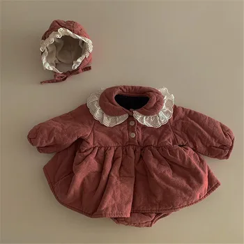 Bērnu Meiteņu Drēbes, Jaundzimušā Ziemas Baby Romper Princese Bērnu Apģērbu Biezs Samts Meitenes Romper Kleita Baby Jumpsuits Kombinezons Meitenei