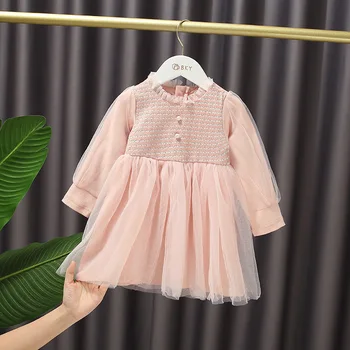 Bērnu Meiteņu Rudens Salds Laternu Piedurknēm Acs Kleitu Iešūšana Modes Princese Saģērbt Bērniem
