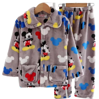 Bērnu Pidžamas Komplekts Ziemas Vilnas Sabiezēt Flaneļa Sleepwear Bērniem Apģērbi Meitenēm Zēniem Pidžamu Karikatūras Tīņi Homewear 3 Y