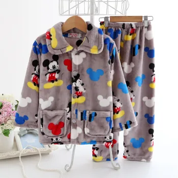 Bērnu Pidžamas Komplekts Ziemas Vilnas Sabiezēt Flaneļa Sleepwear Bērniem Apģērbi Meitenēm Zēniem Pidžamu Karikatūras Tīņi Homewear 3 Y