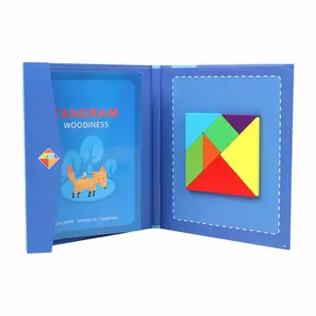 Bērnu Rotaļu Koka 3d Magnētiskā Tangram Jigsaw Puzzle Mācību Spēle par Bērnu Mācīties Izglītības rasējamais Dēlis Rotaļlietas