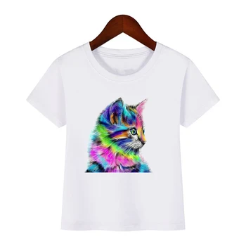 Bērnu Smieklīgi 3d Kaķis Reāli druka T Kreklu baby boy meitene Cute dzīvnieku īsām piedurknēm bērniem vasaras Apģērbu top tees 2019