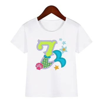 Bērnu T Krekls Sirēna Dzimšanas Dienu Apģērbs Meiteņu Drēbes 3 Gadiem Toddler Meitenes Apģērbu Tshirt Meitene Grafiskais T Krekli Toddler Meitene Topi