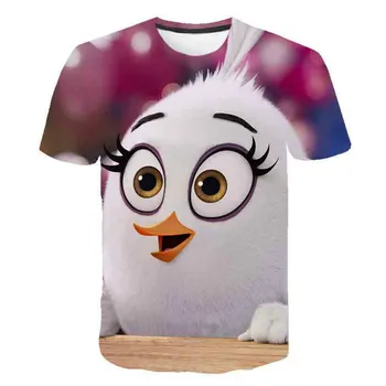 Bērnu apģērbu 3D drukāšanas angry birds karikatūra T-krekls, zēnu un Meiteņu Vasaras augstas kvalitātes top 4t-14t