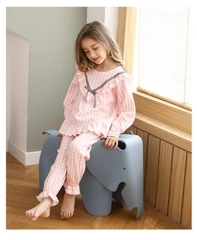 Bērnu pleds kokvilnas pidžamas meitenēm, labas kvalitātes tops + bikses 2gab komplekti homeclothes kids sleepwear loku princese pidžamu ws1408