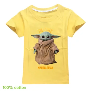 Bērnu yoda, ka mandalorian T-krekls zēniem, meitenēm ar īsām piedurknēm T-krekls ar multfilmas modes gadījuma bērnu apģērbs bērnu yoda