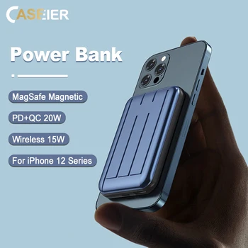 CASEIER Bezvadu Lādētāju 5000mAh Jaudas Bankai iPhone 12 20W PD QC Ātrās Uzlādes Ārējais Akumulators Powerbank iPhone 12 Mini