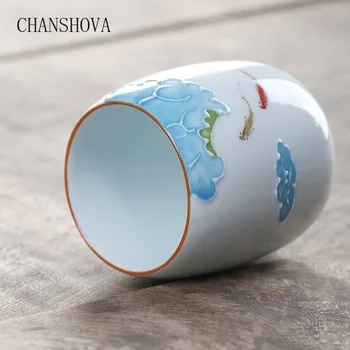 CHANSHOVA 200ml Tradicionālā Ķīniešu Stilā Personības Īss Handpainted Keramikas Teacup Ķīnas Baltā Porcelāna Lielas Tējas Tases H272