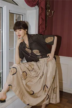 CHEERART Ukiyoe Vintage Ilgi Midi Svārki Sieviešu 2020. Gadam Augstā Vidukļa Skort Estētisko Svārki Līnijas Japāņu Vasaras Svārki Modes