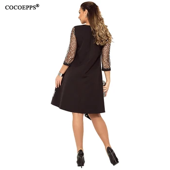 COCOEPPS Sievietes Vasaras Kleita, Liela Izmēra Sequin Mežģīņu Kleita Melnā 2020. Gada Vasaras kleita Lielo Izmēru Puse Kleitas Acs Vestido Sieviete