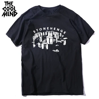 COOLMIND kokvilnas, ar īsām piedurknēm stonehenge drukāt vīriešu T krekls o-veida kakla forši vīrieši tshirt vīriešu T-krekls topi tee krekli