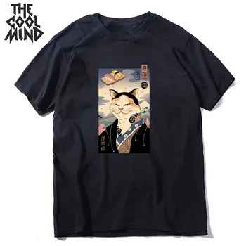 COOLMIND kokvilnas atdzist o-veida kakla japānas kaķis drukāt vīriešu T krekls ar vaļēju vasaras vīriešu t-krekls vīriešiem zaudēt tshirt vīriešu tee krekli, topi