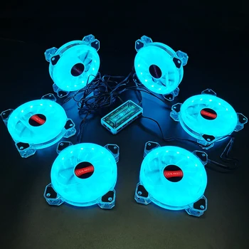 COOLMOON Datora korpusā Dzesēšanas Ventilators, 12cm, Šasijas Ventilators RGB Izslēgt Datoru, Šasijas Dzesēšanas Ventilatoru CPU Šasija Fan(6PCS)
