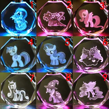 COSANER Ponyssssss Anime Pielāgota LED Atslēgu Ķēdes, Keyring Kristāla Keychain Gaismas Keyholder Unisex Dāvanas