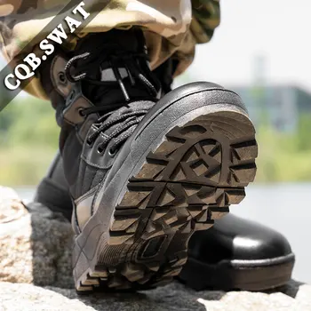 CQB.SWAT Mens Jaunu Modes Super gaismas Militārie Zābaki Melnā Taktiskās Valkājamas Rāvējslēdzēju Boot Kaujas potītes SWAT Zābaki size38-45