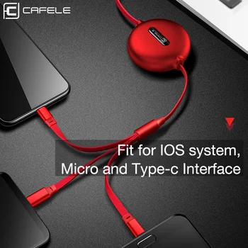 Cafele 3 in 1 Izvelkams USB Kabeļa Tips-c Uzlāde iPhone un Android 120cm 3A Ātra Uzlāde USB C Kabeli