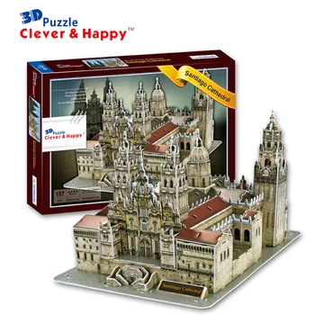 Candice guo! 3D puzzle gudrs & laimīgu papīra paraugs montēt rotaļlietas, Catedral de Santiago de Compostela Spānija dzimšanas dienas dāvanu 1gab.