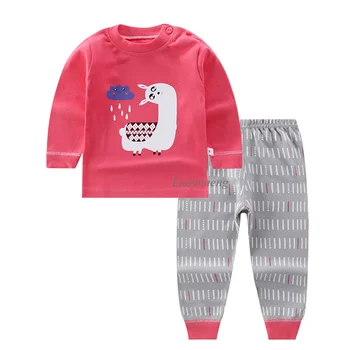 Cartoon Kids Pidžamas Komplekti Kokvilnas Zēni Sleepwear Uzvalks Rudens Pavasara Meiteņu Pidžamu ar garām Piedurknēm Topi+Bikses 2gab Bērnu Apģērbs