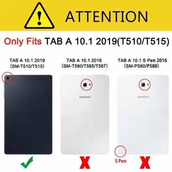 Case For Samsung Galaxy Tab 10.1 2019 T510 T515 SM-T510 SM-T515 Segtu Būtiska Tablete PU Ādas Karikatūra Unicorn Stāvēt Shell Filmu