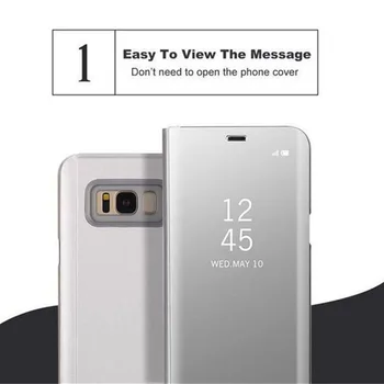 Case For Samsung galaxy Note 9 8 5 4 3 S8 S9 Plus S6 S7 malas J2 J5 J7 ON5 ON7 2016 J2 Ministru Spogulis, Flip Stends, Smart View Cover