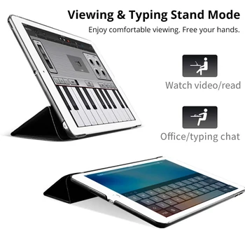 Case for iPad 2 Gaisa 9.7 Slim Magnētisko Locīšanas Flip Stends Būtiska iPad 6 Smart Cover ar Auto Wake/Sleep for iPad 2 Gaisa Lietā