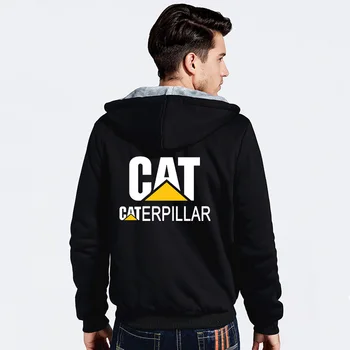 Cat Caterpillar Vīriešu Ziemas Modes Outwear Sabiezēt Jaka, pieguļoša Rāvējslēdzēju, Kapuci Augstas Kvalitātes Hoody Gadījuma Silts Vilnas Hoodies