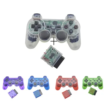 Caurspīdīgu Krāsu Bluetooth Bezvadu Gamepad Kontrolieris Sony PS2 2.4 G Vibrācijas Controle Par Plastation 2 Kursorsviru
