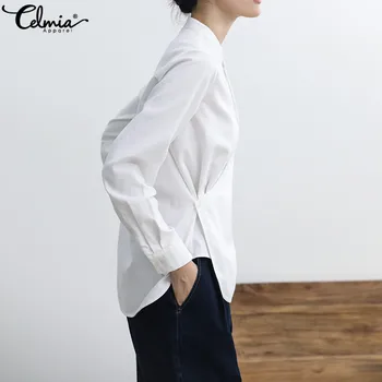 Celmia Sieviešu Blūzes Ir 2021. Modes Gadījuma Vintage Darba Pogas, Kreklu Nelegālo Mīksti Topi Blusas Femininas Drēbes Plus Izmēra