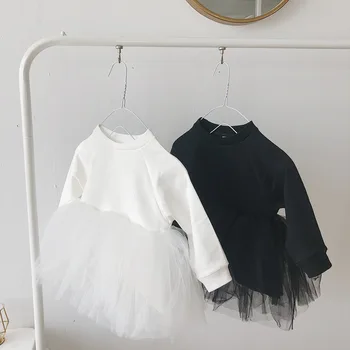 Celveroso 2019 garām Piedurknēm Kokvilnas black & whiteTop T-krekls Bērnu Meitene Cieta acs T Krekls Bērniem O-veida kakla Toddler Krekli Rudens Meitenes