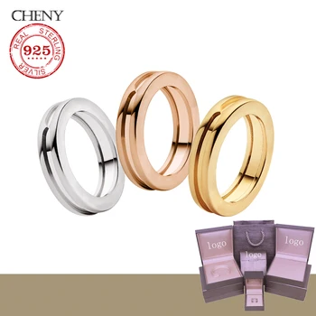 Cheny S925 sudraba luksusa vienu gredzeni klasiskā moderns stils rose gold modes rotaslietas mīļotājiem 