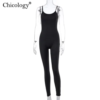 Chicology bodycon sporta jumpsuit garas bikses bikses sxy bez piedurknēm 2020. gada vasaras streetwear gadījuma sieviete eleganta dāma, drēbes