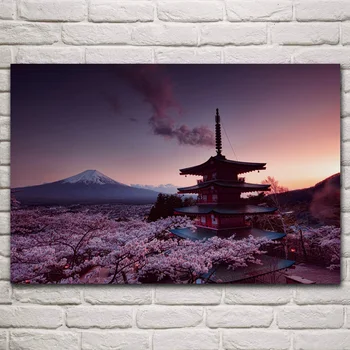 Churei tornis mount fuji japānas dabas ainavu auduma plakāts, viesistaba, mājas sienas dekoratīvais zīda audekls mākslas izdrukas KM231