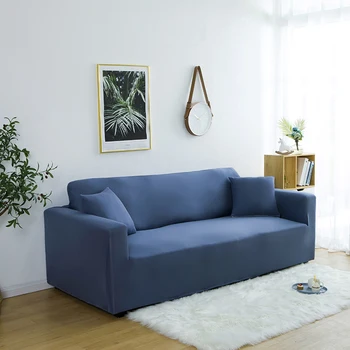 Ciets Zilā Krāsa Plīša Sabiezēt Elastīgs Sofa Cover Universal Frekvencēs Slipcover Stiept Dīvāns Segums Dzīvojamās Istabas Dīvāna Pārsegs