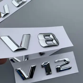Cinka Sakausējuma Metāla 3D Motora tilpuma Automašīnas Emblēmu Decal Chrome V6 V8 V10 V12 Emblēma, Logo, Uzlīmes