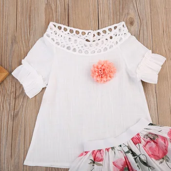 Citgeett Toddler Bērniem, Bērnu, Meiteņu T-krekls Ziedu Tops+Kleita Vasaras Apģērbs Apģērbu 2PCS Set 2-7Y