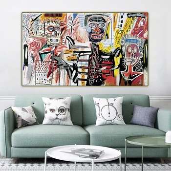 Citon Jean Michel Basquiat《Filistiešu》Grafiti Mākslas Audekls, Eļļas Glezna Dekoratīvās Mākslas Izdrukāt Attēlu, Sienas Dekori Mājas Apdare