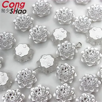 Cong Shao 200pcs 12mm flatback ziedu šūšana 1 caurumu imitāciju pērļu krelles ABS Akrila Rhinestone DIY Kāzu Kleitu Pogu CS691A