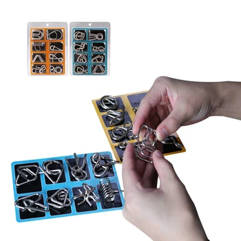 Coogam Metāla Stieples Puzzle Komplekts ar 16 Maisiņš, Dzelzs Saiti Atbloķēšanas Atslēga Spēli IQ Prātā, Smadzeņu Ķircinātājs Puzles, Rotaļlietas Bērniem, Pieaugušajiem