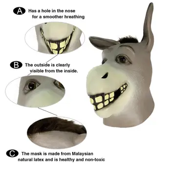 Cosmask Ēzeļa Maska Halloween Jaunums Deluxe Kostīms Puse Cosplay Lateksa Dzīvnieku Galvas Maska