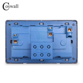 Coswall Dubultā Universal 5 Caurumu Ķēžu Sienas Kontaktligzda Ar Neona 2.1 Dual USB Lādētāja Ports Nerūsējošā Tērauda Rāmis Melns Kontaktligzdas