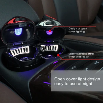 Creative Auto pelnu trauku Atkritumu Noņemams Cigarešu Šķiltavas ar LED Gaismas un Vāku