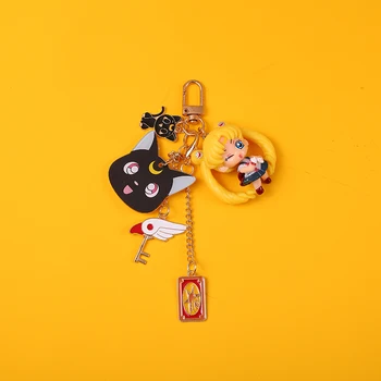 Cute Anime Sailor Moon Keychain Luna Kaķis Rotaļlietas Metāla Atslēgu Piekariņi Sievietes Šarmu Soma Kulons Atslēgu Piekariņi Auto Keyring Meitene Dzimšanas Dienas Dāvana