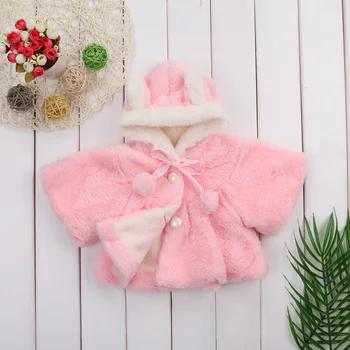Cute Baby Toddler Meitene Drēbes, Siltu Vilnas Ziemas 3D Auss Mētelis Snowsuits Jaka, Apmetnis Bērniem, Baby Meiteņu Drēbes