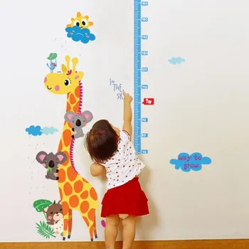 Cute Karikatūra Bērnu Zilonis, Žirafe Delfīnu Uzlīmes Pasākums Bērnu Heightwall Uzlīmes uz Sienas, lai Mazulis Guļamistaba Dekorēšana