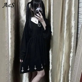 Cute Meitene Gothic Lolita Kleita Harajuku Fashion Krusta Cosplay Sieviešu Kleita Japāņu Mīksto Māsa Stils Zvaigžņu Tilla Kleita Streetwear
