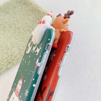 Cute Ziemassvētku 3D Karikatūra Lelle Lietā Par iPhone 6S 6 7 8 Plus X XS XR Xs Max Tālruņa Vāciņu Apvalks iPhone 11 12 Pro Mini Max